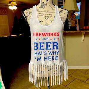ICING 4th of July Tank Top One Size FIRE WORKS and BEER that’s why I’m here